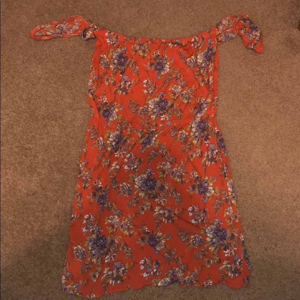 Orange off the shoulder dress